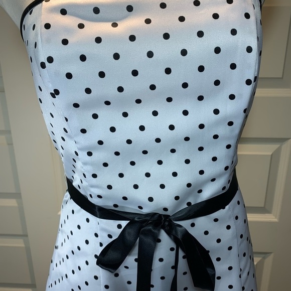 J McClintock Vintage White Satin Dress Tulle Black Polka-dot Retro 50s Sz 5 - Picture 9 of 13